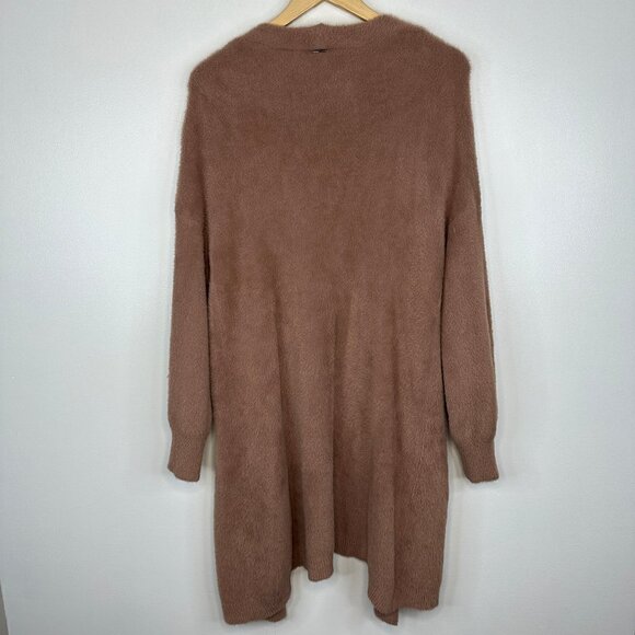 Sioni  Open Front  Faux Fur/Fuzzy Duster Cardigan Sweater  Dusty Pink Large - Picture 4 of 4